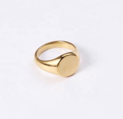 China Newest FASHIONABLE Round Seal Ring Blank Signet Ring Simple Design Stainless Steel Women Seal Ring Jewelry for sale