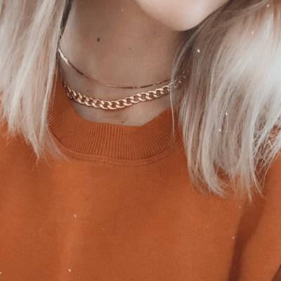 China Trendy Fashion Chunky Curb Chain Choker Necklace for Women Gold Plated Cuban Link Necklace for sale