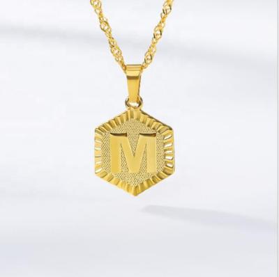 China BOHEMIA 26 Hot Alphabet Chain Jewelry 18K Gold Plated Stainless Steel A To Z Letters Pendant Necklace for sale