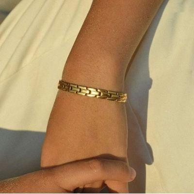 China Lead& Wholesale 18k Nickel Free Gold Pvd Plated New Design Stainless Steel Link Chain Bracelet Punk Bracelet for sale