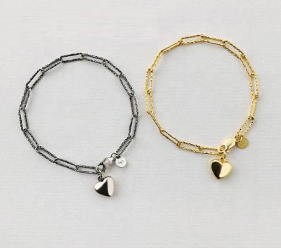 China Office / Sterling Silver Gold Plated Chain Bracelet 2021 Career Love Charm Japanese Elegant Heart Pendant for sale