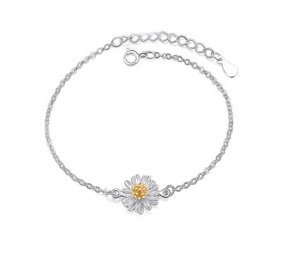 China Lead& Nickelez 2021 Latest Design Daisy Flower Bracelet Girl's Free 925 Sterling Silver Charm Wrist Free Jewelry for sale