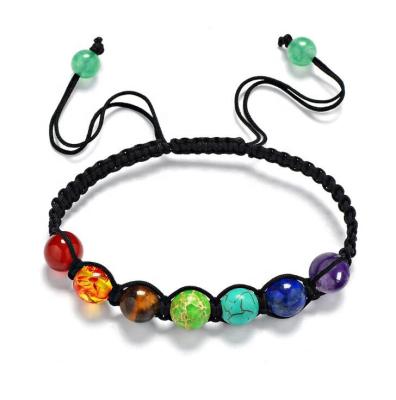 China Lead& Wholesale Handmade Natural 7 Chakra Bracelet Factory Nickel Free Healing Balance Beads for sale