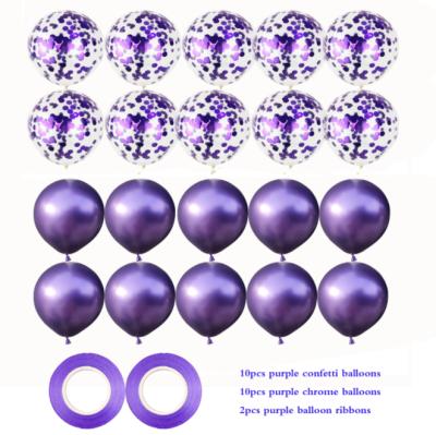 China Hot Selling 12 Inch Confetti Metallic Latex Balloon Set Mermaid Party Decoration 22pcs/set for sale