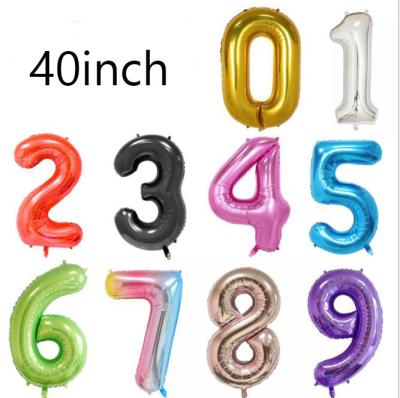 China Wholesale Colorful Helium Birthday Party Supplies Decoration Giant Number Balloon Foil 40inch Colorful Number Balloons for sale