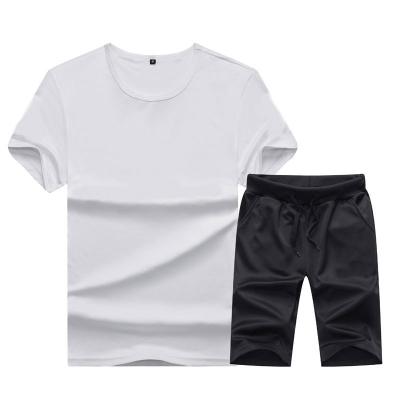 China QUICK DRY Summer Men's Leisure Sports Suit Round Neck Short Sleeve Summer Shorts Two Piece Running Sports Suit for sale