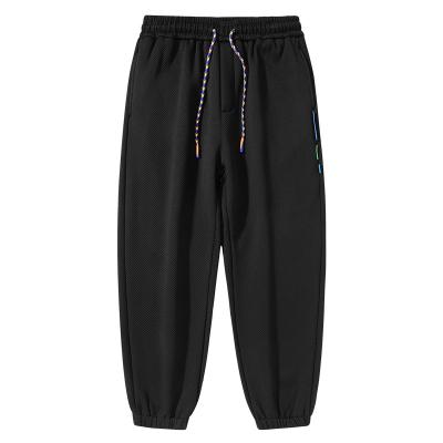 China Anti-wrinkle in the fall and winter of 2023, the new velvet striped men's straight leg-tied pants of the long are loosely spring and autumn sports pants for sale