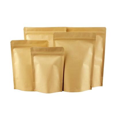 China Wholesale Recyclable Moisture Proof Stand Up Snacks Food Packaging Foil Liner Resealable Kraft Paper Stand Up Pouch Ziplock Paper Bag for sale