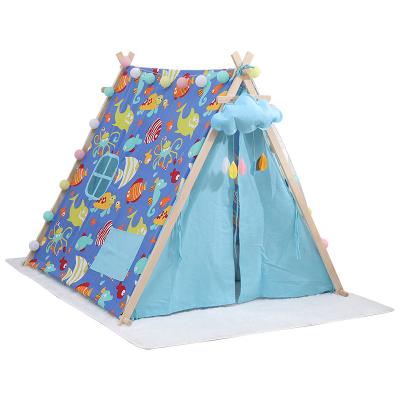 China Easy Collapsible Foldable Teepee Tent for Kids with Mat Play Tent for Indoor Girl and Boy Outdoor, Gray Chevron Heavy Cotton Canvas Teepee for sale