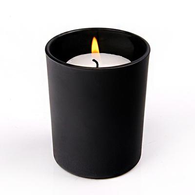 China Fashionable Artificial Matte Black Glass Candle Jars for sale