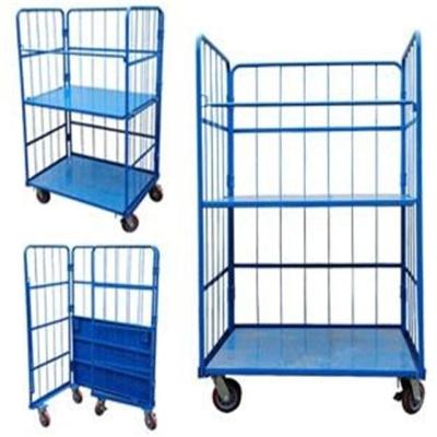 China Industrial Warehouse Storage Racking Portable Folding Stainless Steel Storage Metal Cage Container With Wheels for sale