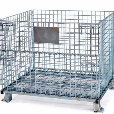 China Collapsible Mesh Steel Container Metal Pallet Box Metal Pallet Box Lockable Folding Stacking Cage for sale