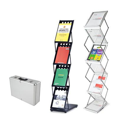 China Portable A3 and A4 Catalog Holder Metal Brochure Holder Foldable Foldable Folding Rack Durable Aluminum Frame for sale