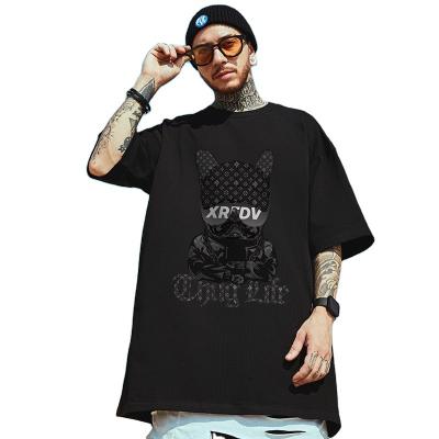 China Anti-wrinkle high street style T-shirts cotton American boy short sleeve fat loose couple summer oversized men's tees for sale