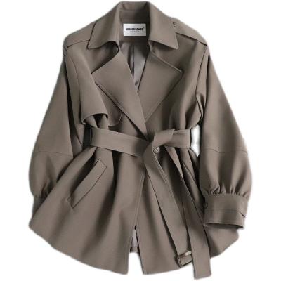 China Wholesale Custom Anti-wrinkle Women's Length 3/4 Length Single Breasted Ditch Coat Lapel Jacket With Belt for sale