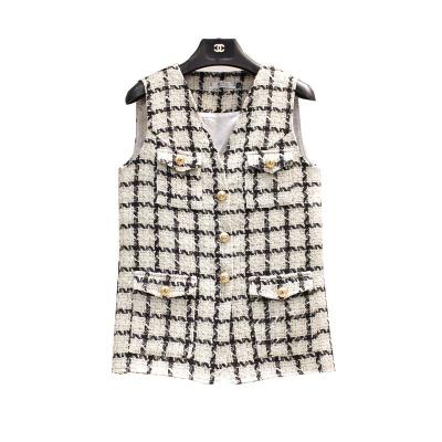 China New Women's Knitted Sweater Breathable Vest Cardigan Loose Outer Korean Style Plaid Coat for sale