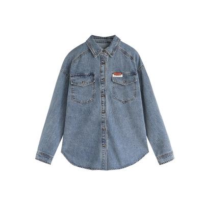 China High Street Fashion Breathable Female Denim Jacket Korean Loose Long Sleeve Button Down Women Jean Jackets Custom for sale