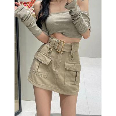 China Fashion Anti-static Casual Denim Mini Skirts Women Harajuku Vintage Cargo Mini Skirts S-2XL Streetwear Short Skirt for sale