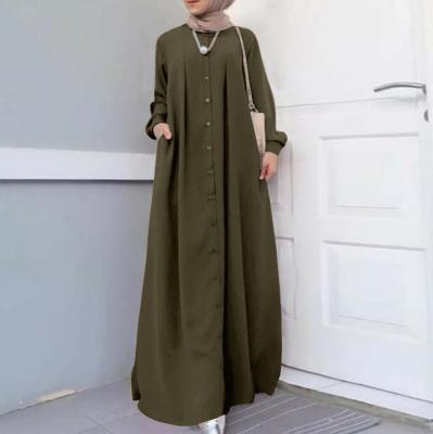 China Wholesale S-5XL Maxi Dress Kaftans Oversize Button Abaya OL Long Dress Super Soft And Comfortable Muslim Arab Islamic Kaftan for sale