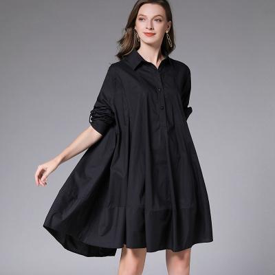 China Classy Women Lady Pregnant Shirt Dress 4XL Office Vintage Elegant American Anti-Static Style Fat Plus Size Shirt Skirt for sale