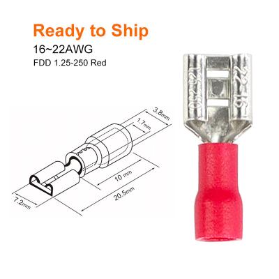 China Red brass spade to insulation FDD1.25-250 male female connector FDD 1.25-250 FDD1.25-250 electrical wire 16~22AWG for sale