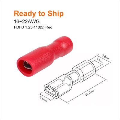 China FDFD1.25- 110(5) 16~22AWG female and red electrical insulated male connectors FDFD 1.25- 110(5) FDFD1.25- 110(5) terminal disconnects for sale