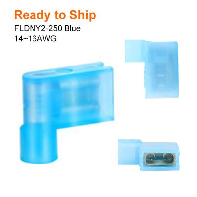 China Blue Nylon FLDNY2-250 Flag Fully Insulated Female Plug Crimp 14~16AWG Electrical Terminal Connectors FLDNY 2-250 FLDNY2-250 Quick Release for sale