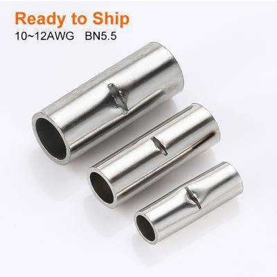 China BN5.5 Butt Connector 10~12AWG Butt Connector Non-insulating Copper Bare Terminal With Hole Tube BN5.5 BN5.5 for sale