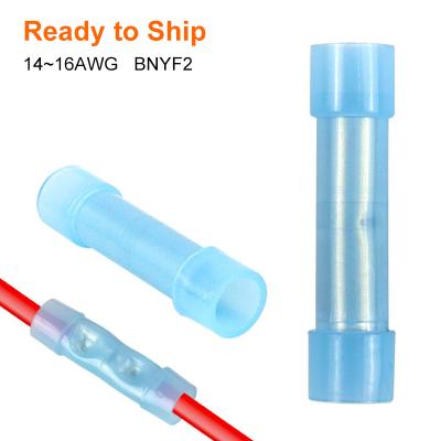 China The Blue Insulation Design Tip from A.W.G. BNYF2 Crimp Connector 14~16 Splice Lug Wire Splice Butt Connector BNYF 2 BNYF for sale