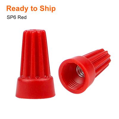 China 100 Pack SP6 Red Color Screw Twist On Wire Connectors Cable PS Plastic Terminal 6 SP6 Red Connectors for sale