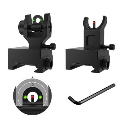 China Bugleman Flip Up Iron Sight Lightweight Fiber Optics Front and Rear Fiber Sights Fit Tactical Picatinny Weaver Folding Iron Sights Rail for sale