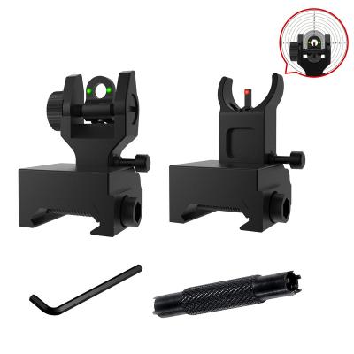 China Lightweight Front and Rear Flip Up Iron Sight Fiber Optics Bugleman Sights Include Dual Front Sight Adjustment Tool for sale