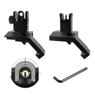 China Polymer+Aluminum Alloy Bugleman Nylon Fiber Optics Flip Up Iron Sight 45 Degree Flip-Up Front And Rear Sights With Fiber Compatible For Picatinny Weaver Rail for sale