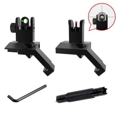 China Lightweight Fiber Optic Bugleman 45 Degree Offset Flip Up Iron Sight Includes Dual Front Sight Adjustment Tool For Picatinny Weaver Rail for sale