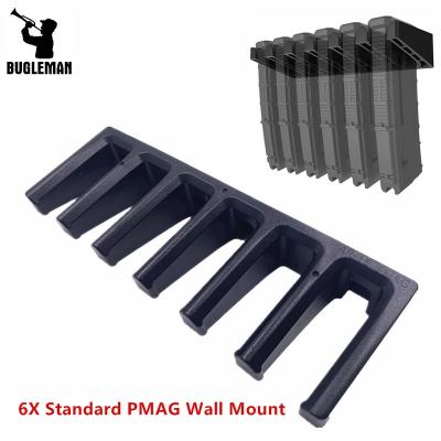 China ABS Bugleman 6X PMAG Wall Mount Magazine Rack Tactical Standard Mag Holder Home Magazine Storage Rack for AR15 for Hunting for sale