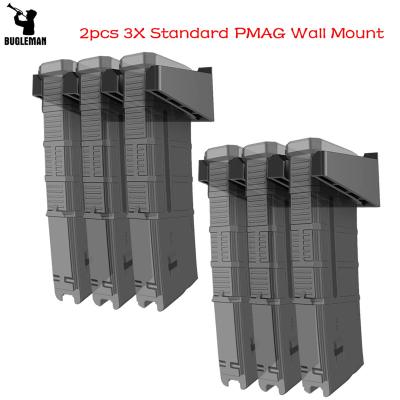 China ABS Bugleman 2PCS 3X PMAG Wall Mount Tactical Standard Mag Holder Mag Holder for Gun Magazine Storage Rack for AR15 for sale