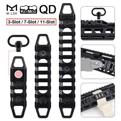 China Picatinny Bugleman Rail Section Compatible M-LOK and Keymod Picatinny Rails and One QD, 3-Slot 7-Slot 11-Slot MLOK Keymod Picatinny Rail Sections for sale