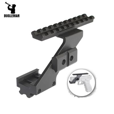 China Premium Aircraft Aluminum Alloy Bugleman Pistol Scope Rail Mount 20mm Weaver Picatinny Top and Bottom Rail Scope Mount Aluminum For Sights Lights Glock Fits for sale