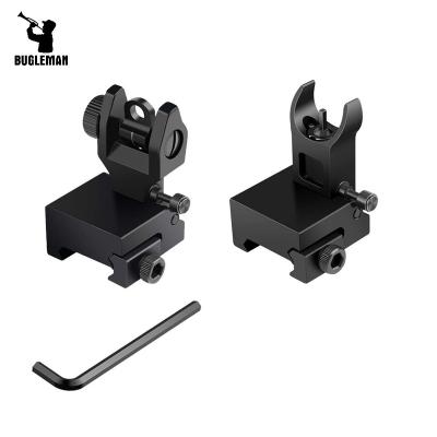 China Lightweight Folding Tactical Quick Hunting Flip Up Design Profile Bugleman Front & Rear Iron Sight Set Detach Quick Transition Fit Most Rail for sale