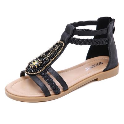 China 2021 fashion trend new arrivals women's summer sandals wholesale cheap price crystal flat female sandals for sale