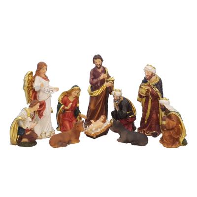 China Europe Traditional 5.5 Inch Resin Christmas Set Nativity Set Religious Figurines Nativity Family for sale