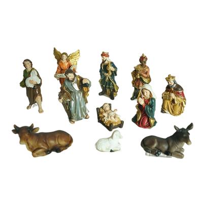 China Europe TOP GRACE 11-Piece Nativity Figure Set. Hand painted Christmas nativity scene, 4