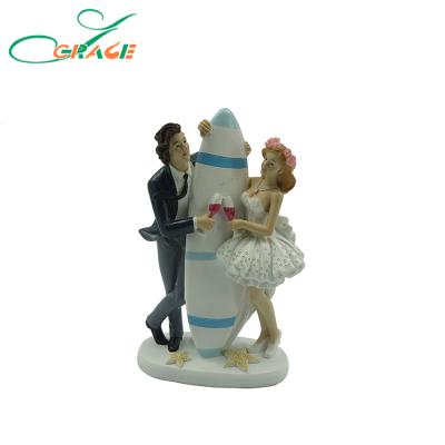 China All over the world add memories bride and groom fashion young to surfboard surfing wedding figures for sale