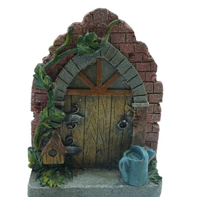 China 5 Inch Mini Garden Decoration Resin Fairy Door Bricks Resin Shape Polyresin Floral Fairy Room Fairy Garden Decor for sale