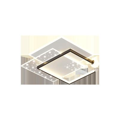 China Surface mounted three square popular light color ceiling light, iron remote control art acrylic smart ceiling light for living room for sale