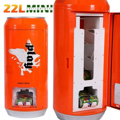 China Hot Sale 22L DC AC Fridge Refrigerator Cylinder Cans No Noise Personalized Mini Cooler and Warmer Small Fridge Mini Fridge For Car Energy Drink for sale