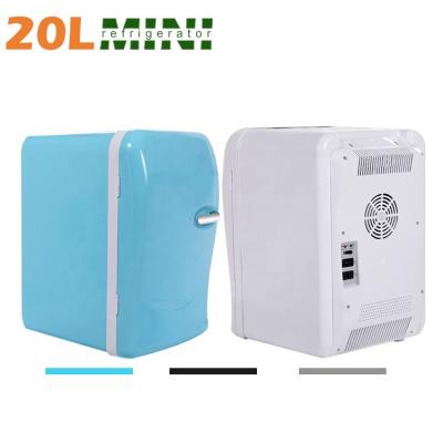 China Cute DC AC Refrigerator Fridge Factory Direct Sale No Noise 12V 20L Mini Cooler And Warmer Small Fridge Portable Refrigerator For Home Household for sale