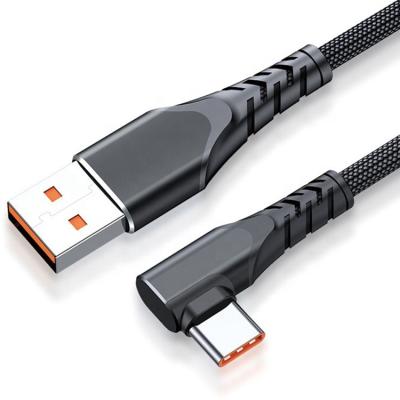 China New design nylon charging and transfer data braided elbow 0.5m 1m 2m 3m 6A 66W usb to type-c usb-c data cable charging cables for sale