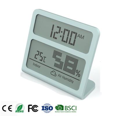 China Multifunctional Digital Temperature Humidity Meter Electronic Indoor Outdoor LCD Display Humidity Thermometer Clock Thermo-Hygrometer for sale