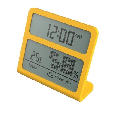 China Plastic Multicolor Thermo Hygrometer And ABS Digital LCD Clock For Indoor Use for sale